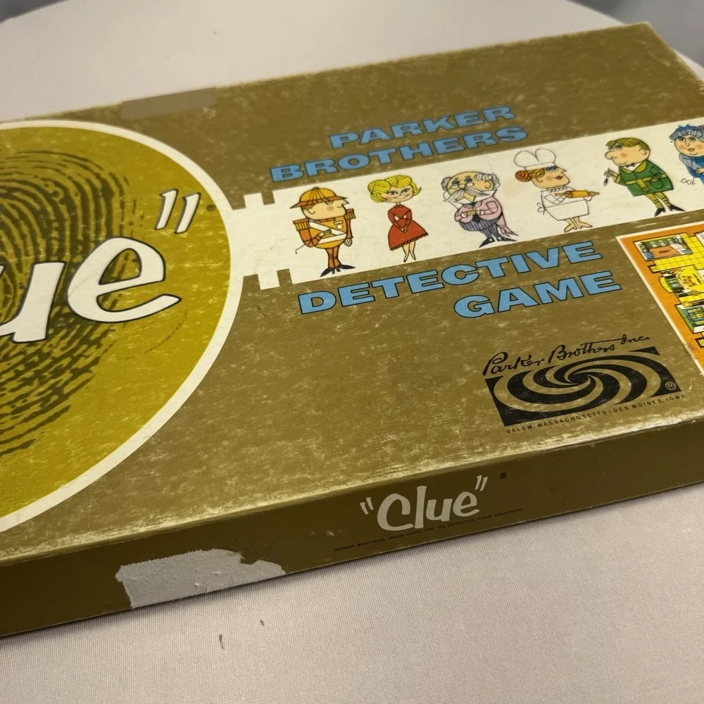 VTG Parker Brothers CLUE Mystery Detective Board Game ‎ c. 1960